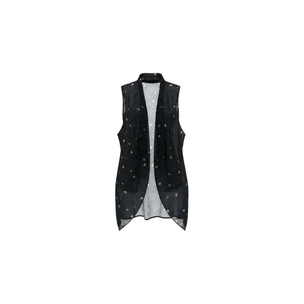 Unbranded Celestial Vest Womens One Size Black Moon Star Sheer Open Front Layer